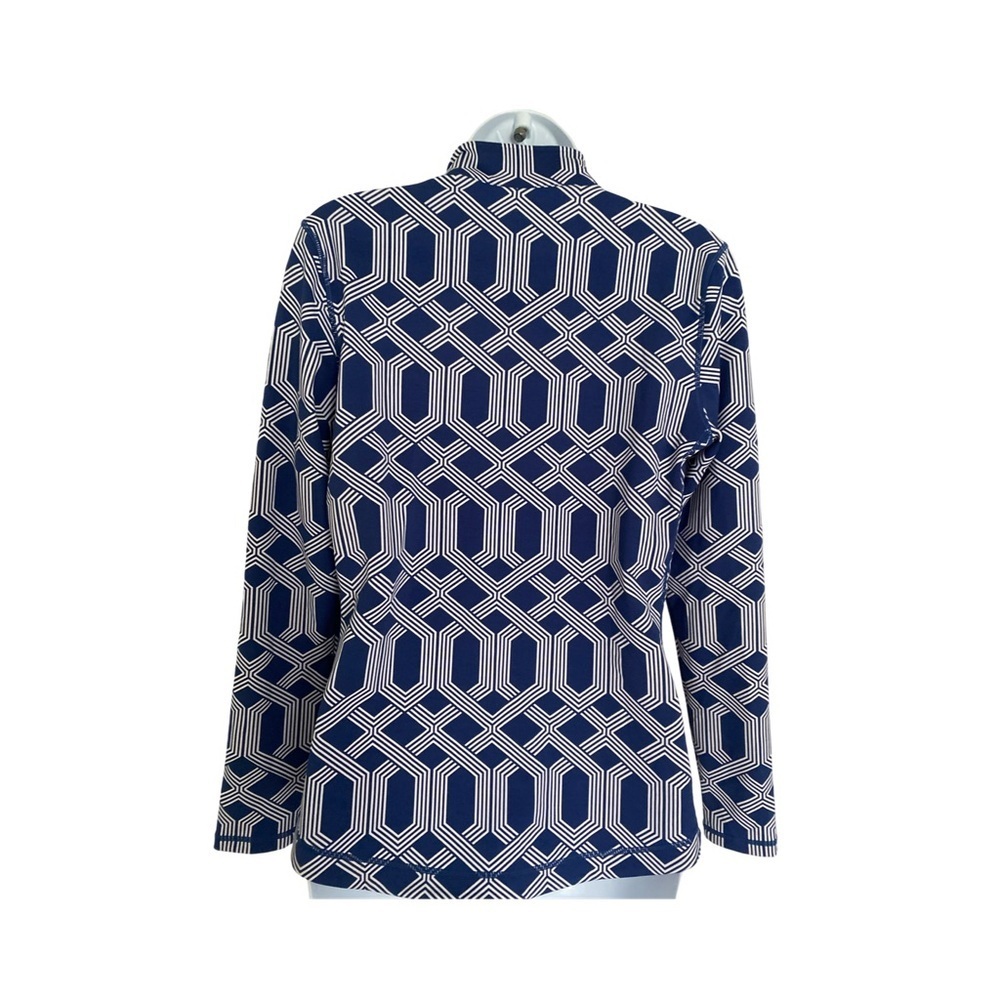 J McLaughlin Zip Jacket - S navy.  White , polyester spandex, - Picture 4 of 5